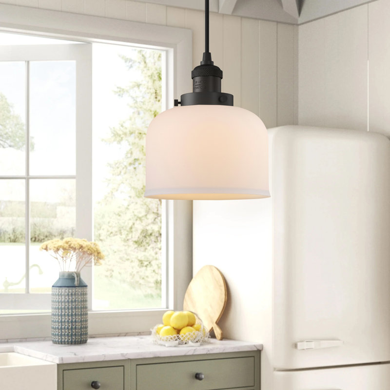 Luminaire suspendu en forme de cloche à 1 lumière Metropole, Noir mat, Blanc mat, Ampoule non incluse