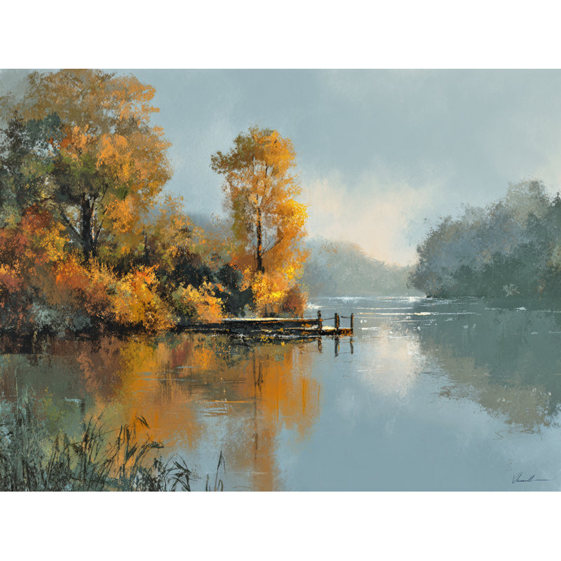 Art mural sur toile Lakeside Autumn Morning, H 16 po x l 24 po