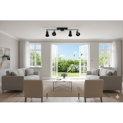 42 Inch Modern Minimalist Ceiling Fan with 4-Light Track Lighting