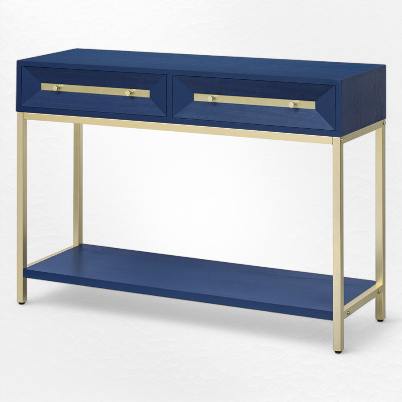 45.52" Console Table, Navy/Gold