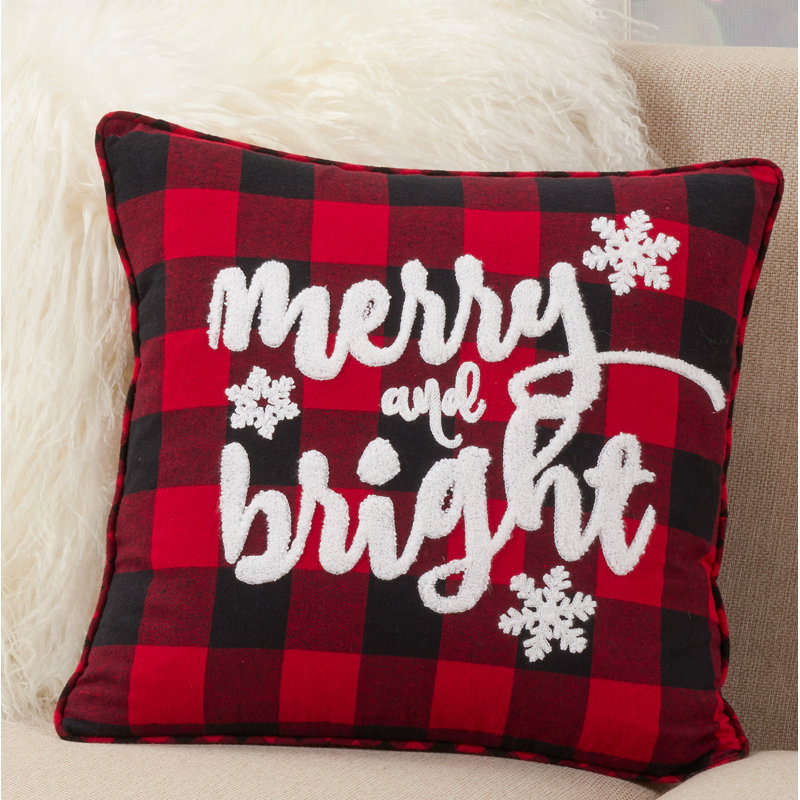 Merry & Bright Buffalo Plaid Square Throw Pillow