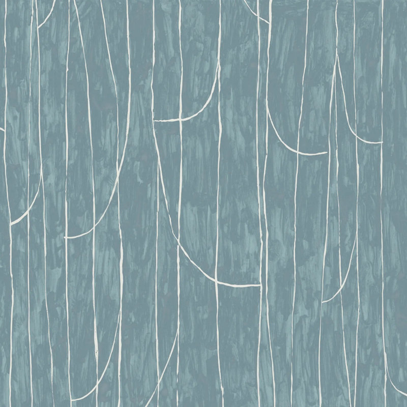 Lingering Lines - Wallpaper, Blues, Premium Paper, Non-Pasted