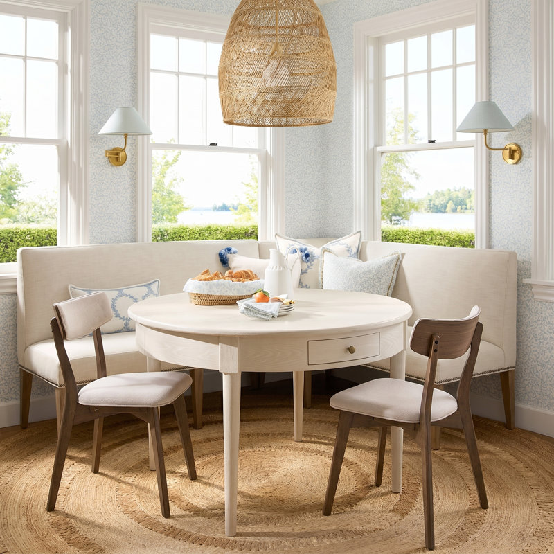 Hoopes 18.75'' H Upholstered Side Chair, Light Beige, Natural Walnut