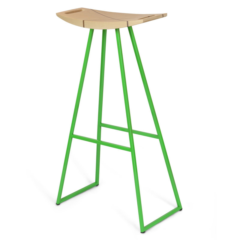 Robert Counter Stool with Metal Frame, Maple, Green, Bar Stool (30" Seat Height)