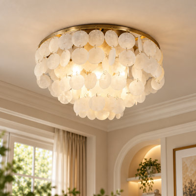 5-light Dimmable Shell Flush Mount
