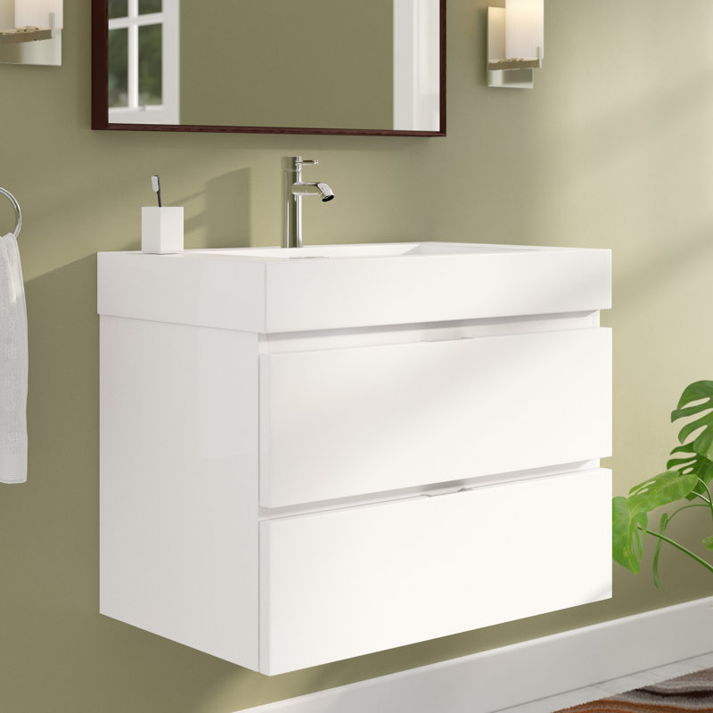 Royka 29.5'' Single Bathroom Vanity with Acrylic Top, Gloss White