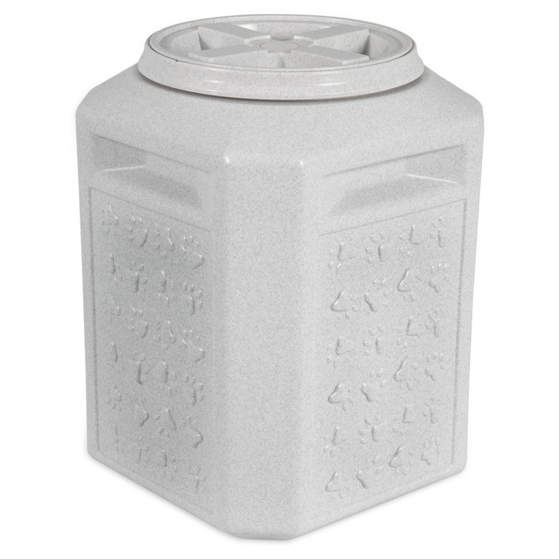 Gray Airtight Plastic Pet Food Storage Container with Twist Lid, 35 lb