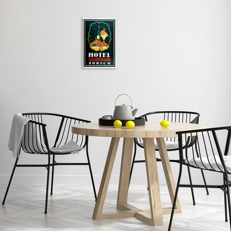 Plaque murale rétro «Hotel Zurich» avec homard, design par Marcus Jules, H 15 po x l 10 po
