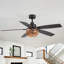 Ventilateur de plafond standard à 5 pales de 52 po avec télécommande et ensemble d'éclairage inclus Neal