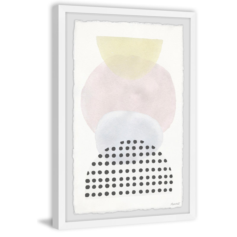 Pastel Circles and Black Dots 1 Piece Single Picture Frame Painting, 61 cm H x 41 cm W