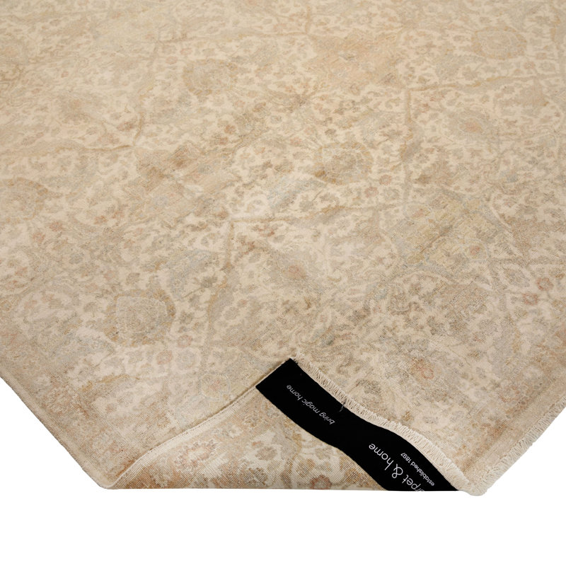 Ivory Traditional Silk Rug, Rectangle 8' x 10'
