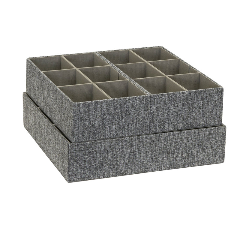 Ensemble de 3 organisateurs de tiroirs avec inserts personnalisables en lin polyester et doublure non tissée PP, Graphite