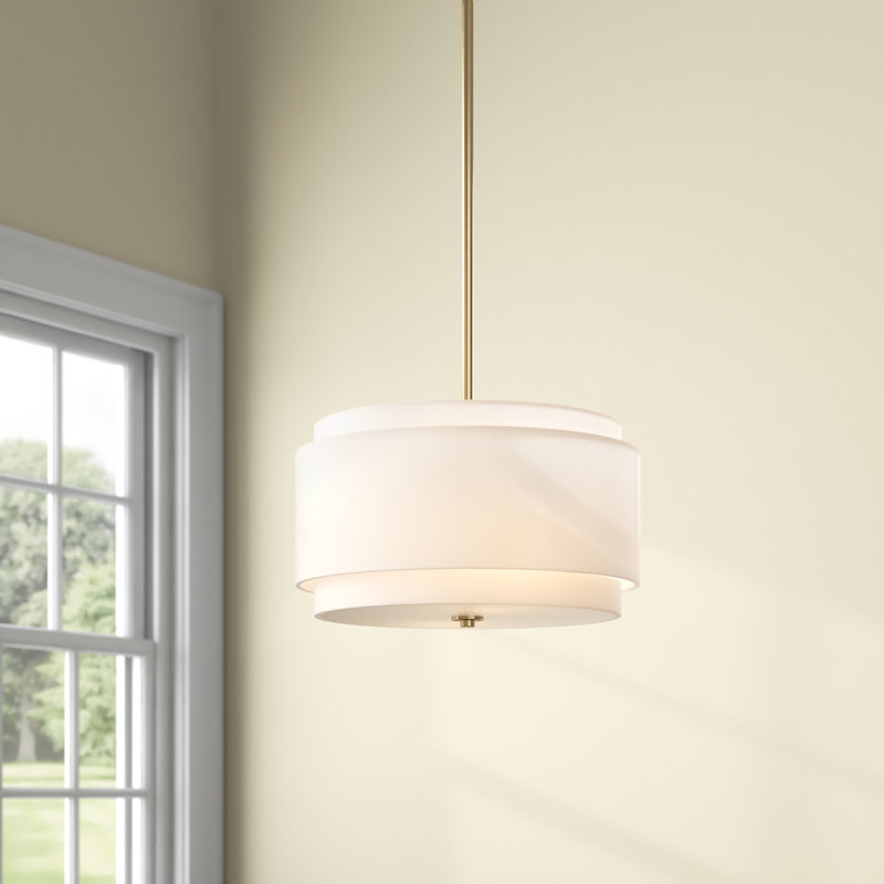 Amia 4-Light Metal Drum Chandelier, Matte Brass