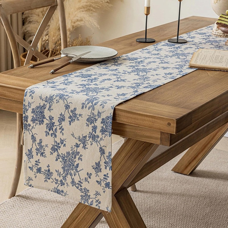 Chemin de table Pastoral Floral - Bleu foncé