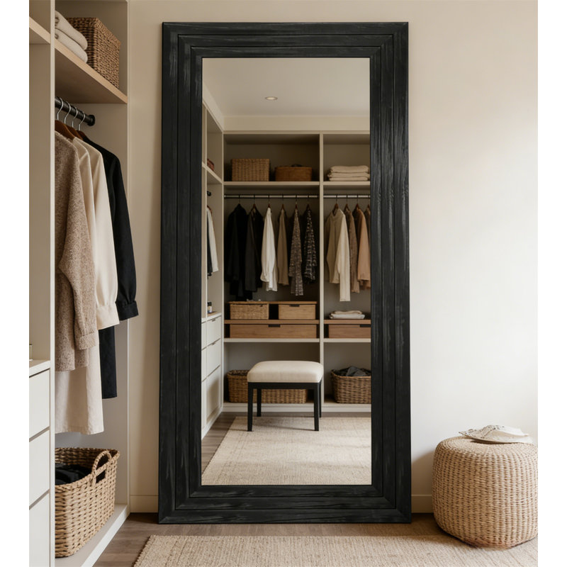 Full Body Mirror, Bracket Floor Mirror, Oversized Vertical Mirror, Large Wall Mounted Mirror, Wall Mounted Mirror, Rectangular Retro Style