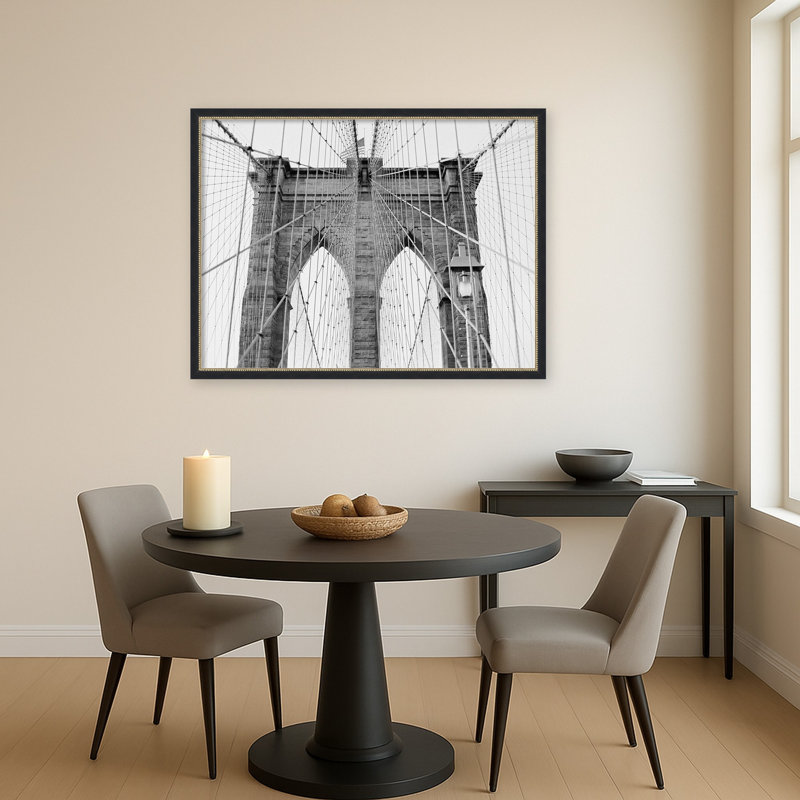 «New York Bridge» par Justine Milton, reproduction d'art sur toile encadrée, Noir Belmont