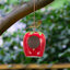 Mangeoire à oiseaux en grès céramique à motif de fraises pour la maison - 6 po - rouge et vert