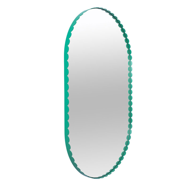 Metal Oval Wall Mirror, High Gloss Green