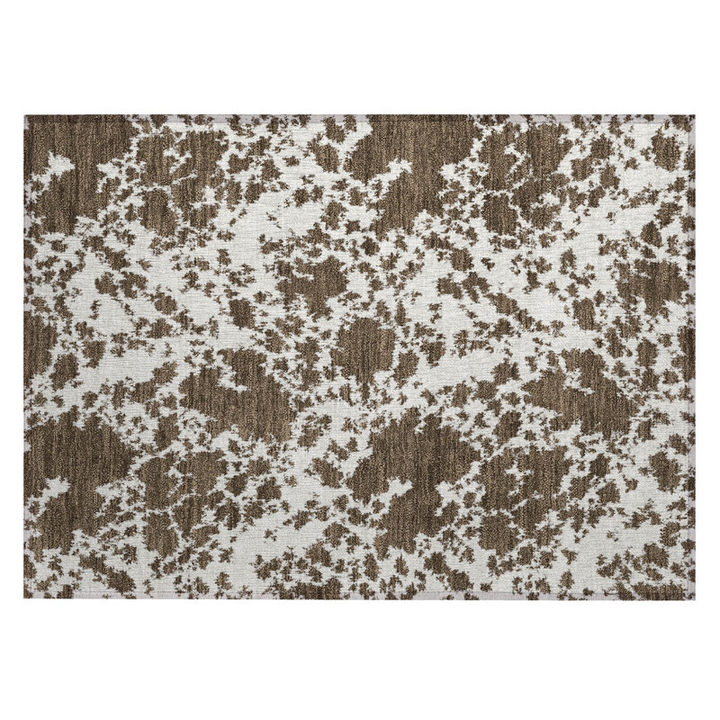 Machine Washable Indoor/Outdoor Chantille ACN2919 Abstract Rug, Chocolate, 2'6" x 3'10"