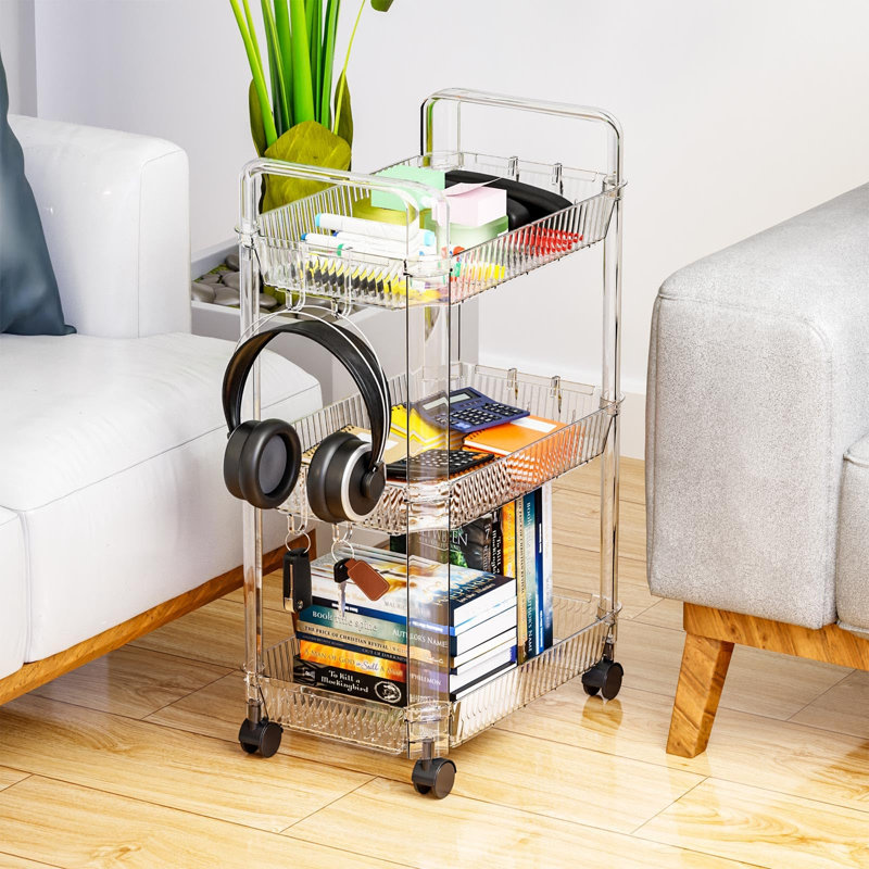 Clear 3 Tier Rolling Utility Cart with Wheels