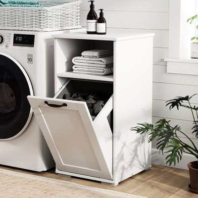 Armoire de buanderie avec porte facile d'accès et doublure amovible, idéale pour les petits espaces de dortoir, 16,15 po de largeur, profondeur, 29,06 po de hauteur, panneaux de particules blancs, simplifie l'organisation dans la vie,