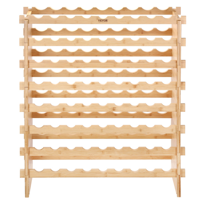 Natural Bamboo 72-Bottle Stackable Modular Wine Rack
