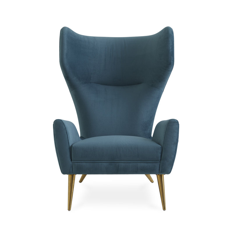 Milano Wing Chair, Bergamo Aegean, Brass