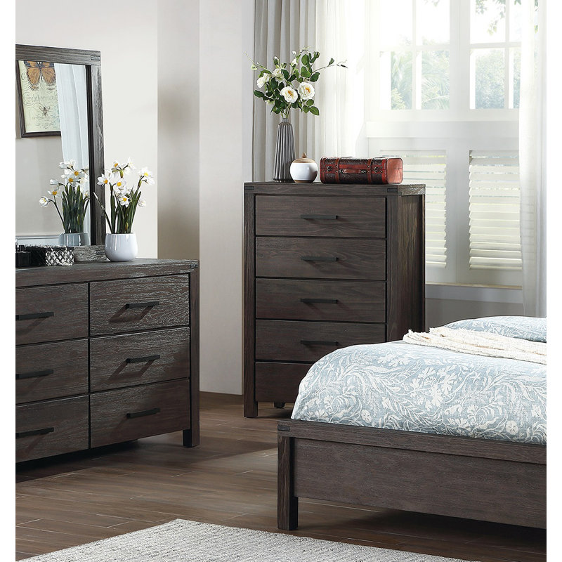 Commode 5 tiroirs en gris foncé