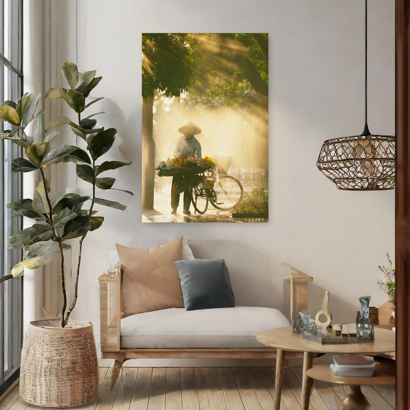 Fleuriste à Hanoi, art mural contemporain, H 48 po x l 32 po