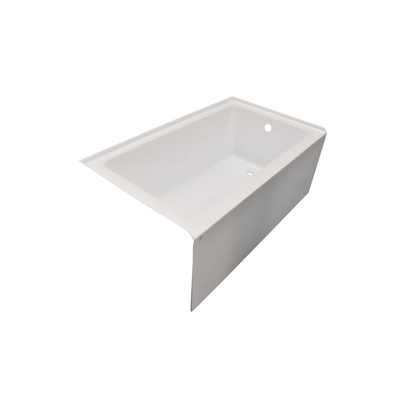 60-Inch Acrylic Rectangular Alcove Soaking Bathtub with 3-Side Tiling Flange, Right, White/Polished Chrome