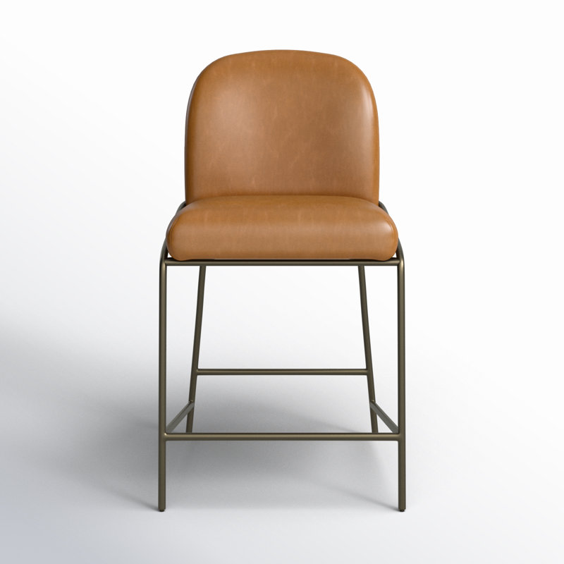 Laina Upholstered Counter Stool with Metal Frame, Faux Leather  Sierra Butterscotch, Bar Stool (30.5" Seat Height)