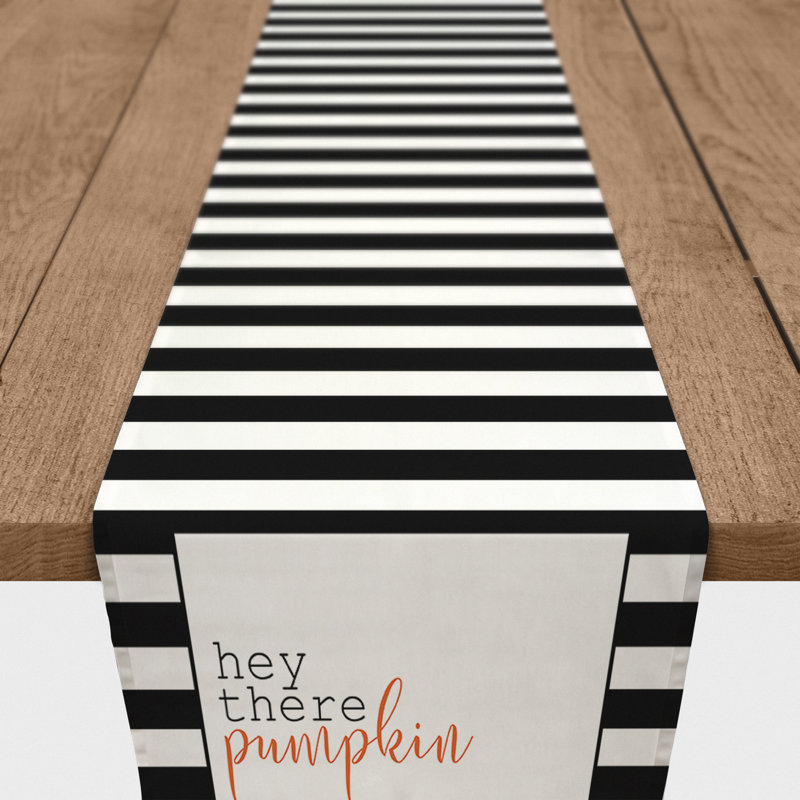 Eleni Hey There Pumpkin Stripes Table Runner, 90" L x 16" W
