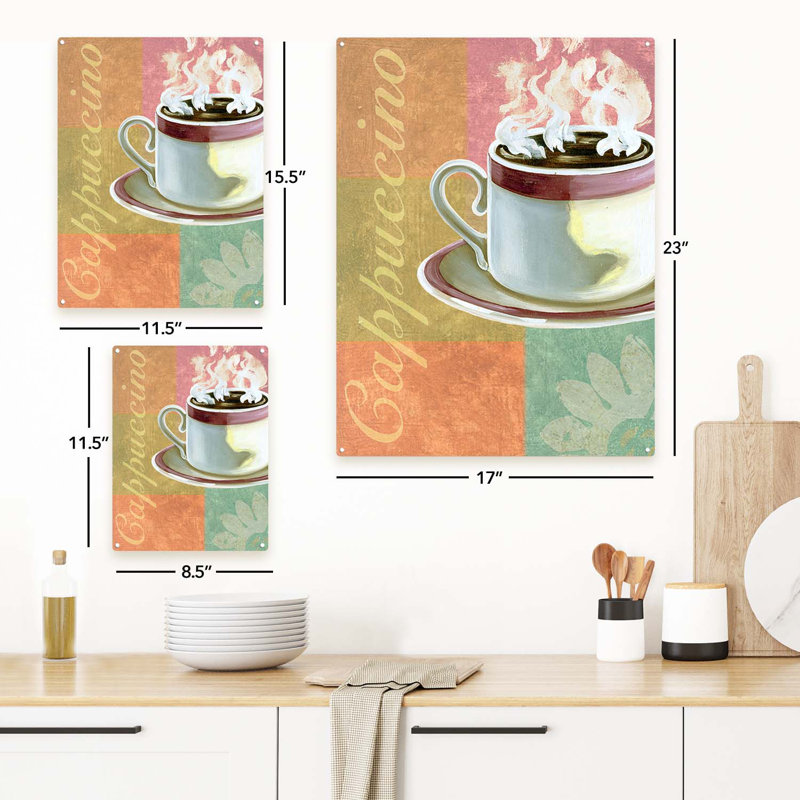 Cappucino Drink Metal Sign, 11.5" H x 8.5" W x 0.04" D