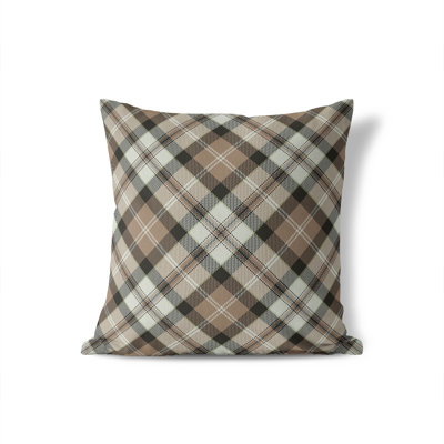 Anthony Plaid Taupe Throw Pillow