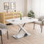 Table de salle à manger extensible de 47,25 po à 63 po en blanc, pour 4 à 6 personnes, avec plateau et base en métal, élégant blanc fonctionnel lustré de 63 po, réunions de famille et construction en acier, stable-1164093487-1164093484