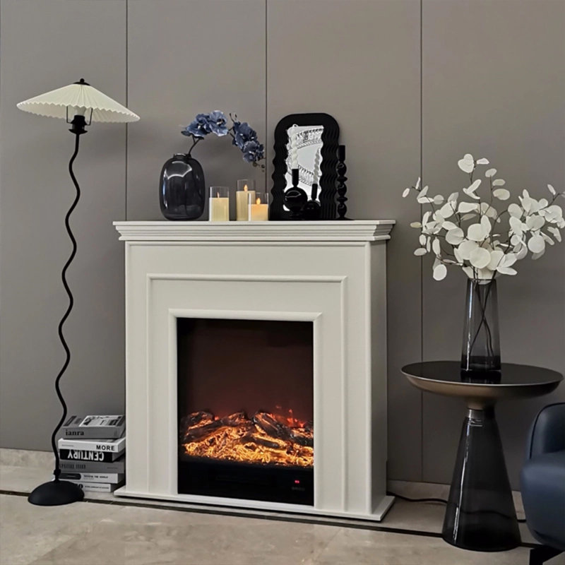 Beige Manufactured Wood Electric Fireplace, 39.37" H x 39.37" W x 10.63"D