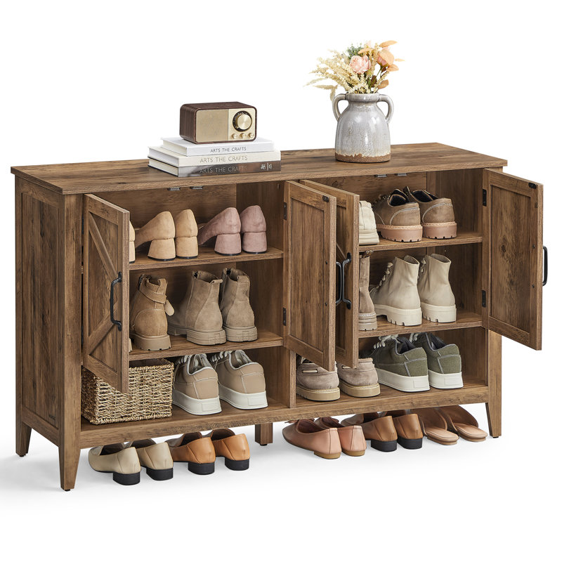 18 Pair Shoe Storage Cabinet, Honey Brown