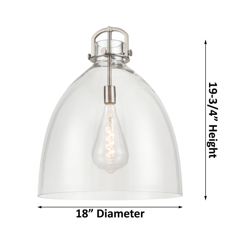 Badillo 1 Light Stem Hung Pendant, Matte White, 22" H x 18" W x 18" D, Polished Nickel