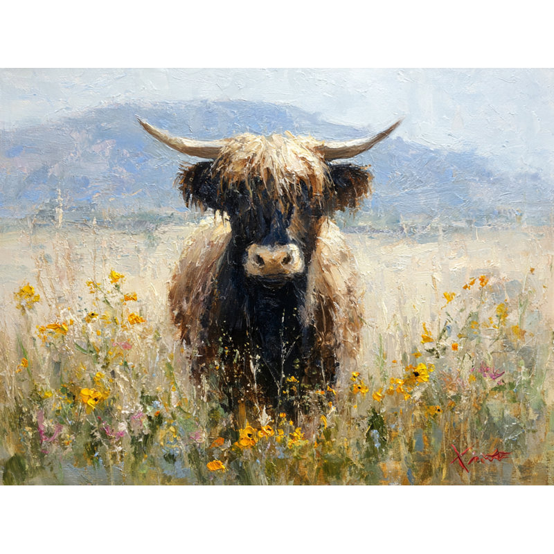 «Quiet Pasture with Distant Windmills», art mural sur toile tendue