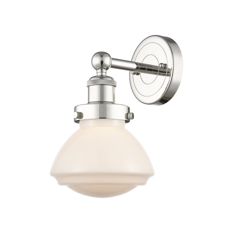 Almarosa Steel Armed Sconce, Matte White, Polished Nickel