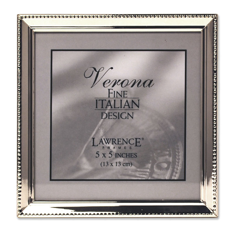 Cadre photo Saancerton, Plaqué d'argent poli avec bordure de perles, 5 po x 5 po