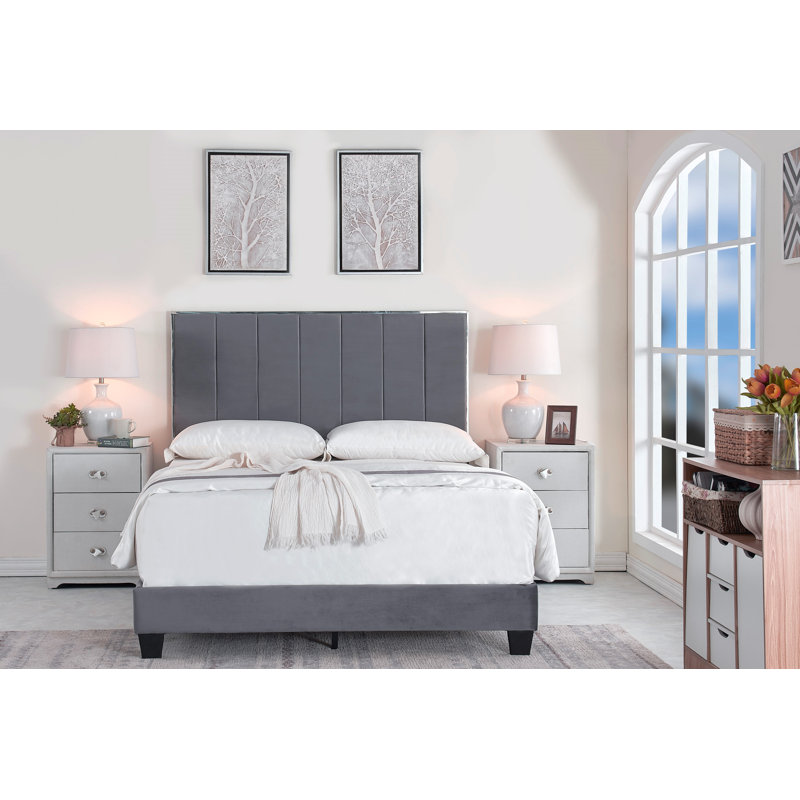 Kolin Upholstered Standard Bed, Gray, Full