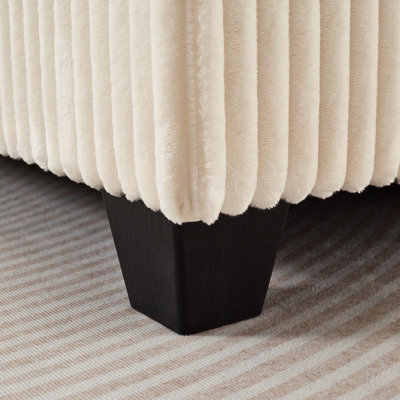 Velours côtelé avec accoudoirs carrés avec dossier réglable - idéal pour un appartement, une chambre à coucher et un salon. Blanc, mousse et ressorts. 48,5 po de largeur, 61 profondeur, 37 hauteur, poids de 138 lb. Modulaire