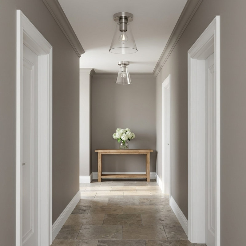 Senda One Light Flush Mount, Clear, Brushed Nickel