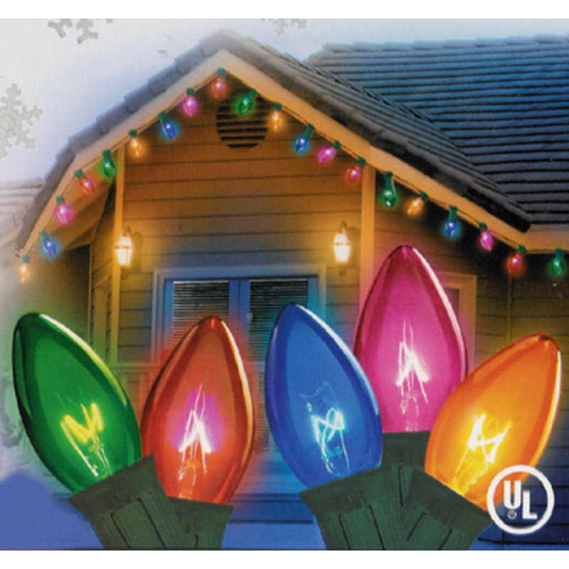 Guirlande de 25 lumières C9, Multicolore / Blanc