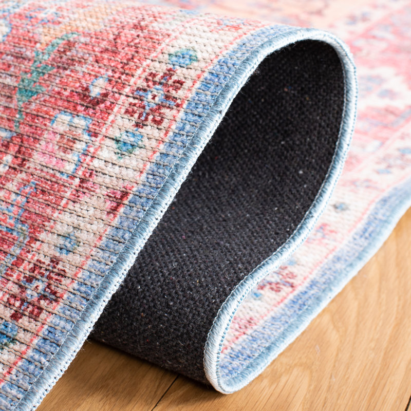 Mistana™ Chartier Cotton Blue/Rust Machine Washable Rug & Reviews | Wayfair