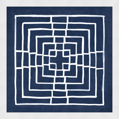 Geometric in Indigo 3 - Peinture encadrée sur papier