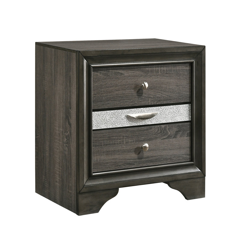 Grey 3-Drawer Nightstand
