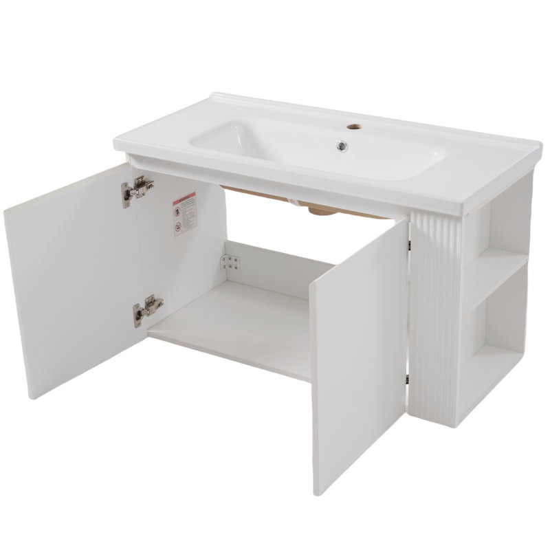 Meuble-lavabo mural moderne 36 po avec lavabo en céramique Philip