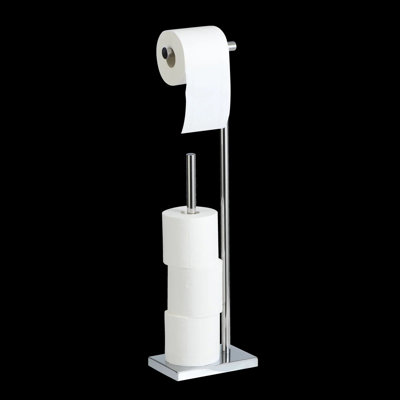 27.5" Tall - Chrome Stainless Steel Toilet Paper Holder And Reserve